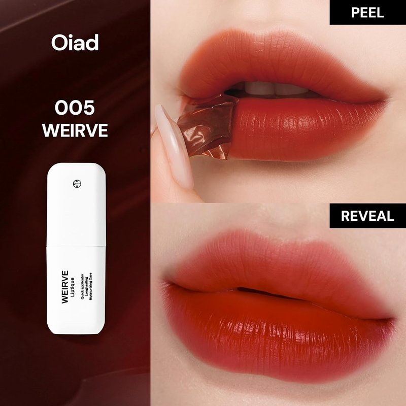 Oiad Liptique Lip Plumping Stain - 24-Hour Waterproof Lip Tattoo, Nourishing Korean Tint (005 WEIRVE)