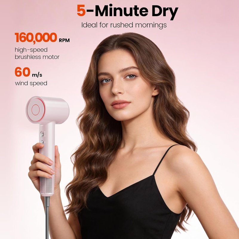 Skiennix Hair Dryer - 160,000 RPM High-Speed Ionic Blow Dryer with Brushless Motor & Magnetic Diffuser