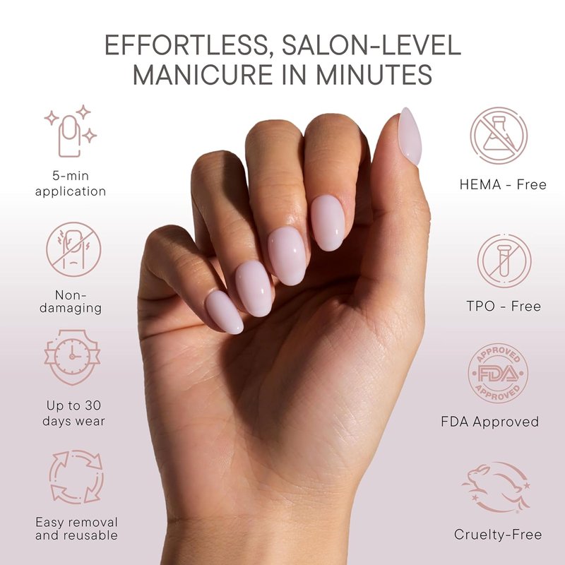 **Celebritips Press On Nails - Salon U-ltimate™ Ballerina Extra Short Round | 32 Nails Kit with Glue & Sticky Tabs**