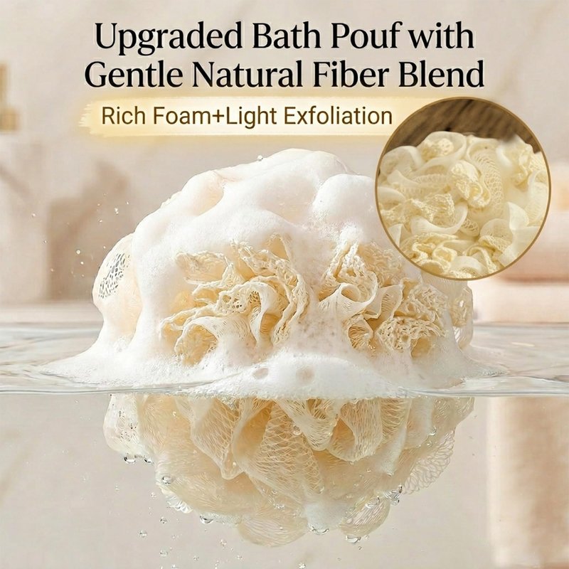 3 Pack Exfoliating Body Scrubber Set – Shower Gloves, Natural Back Scrubber Strap & Bath Pouf Sponge – Jute Cotton Blend Wash Mitt for Full Body Shower Routine & Daily Skin Care
