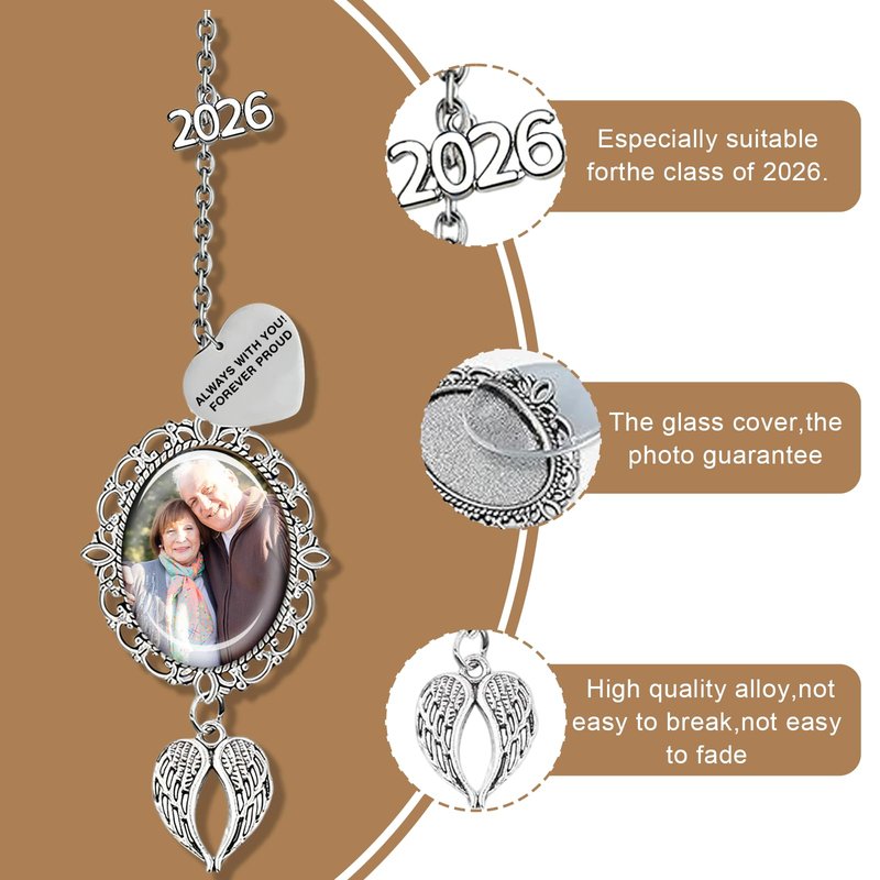 Dyoart Custom Photo Grad Cap Tassel Charms, Memorial Gifts for Class of 2026 Gown Ceremony, Personalized Graduation Cap Decorations Gifts for Grads Him Her