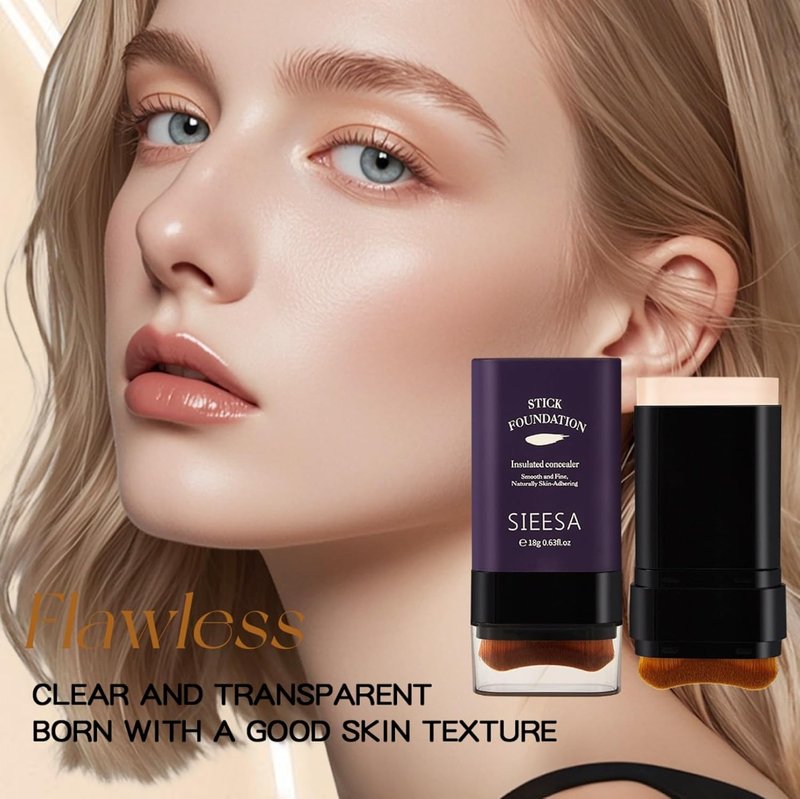Skiennix Dual Ended Foundation Stick - 2 in 1 Concealer & Contour Makeup, Hydrating Formula, Lightweight & Waterproof (Natural)