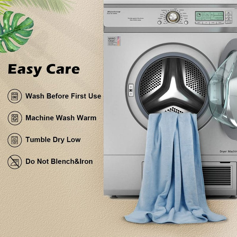 Orighty 2-Pack Microfiber Bath Towels (27'' x 54'') - Soft, Absorbent, Quick-Drying, Blue