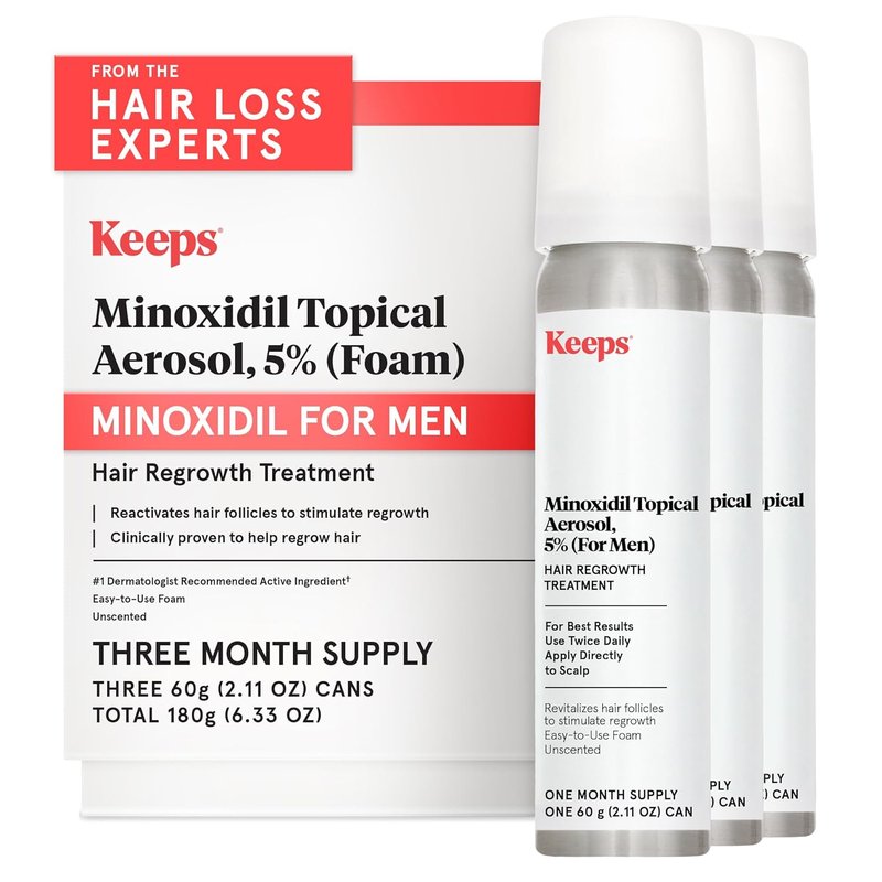Minoxidil Foam 5% for Men - Extra Strength Hair Regrowth Treatment - Non-Greasy Scalp Aerosol | 3 Month Supply (3 x 2.11 Oz Bottles)