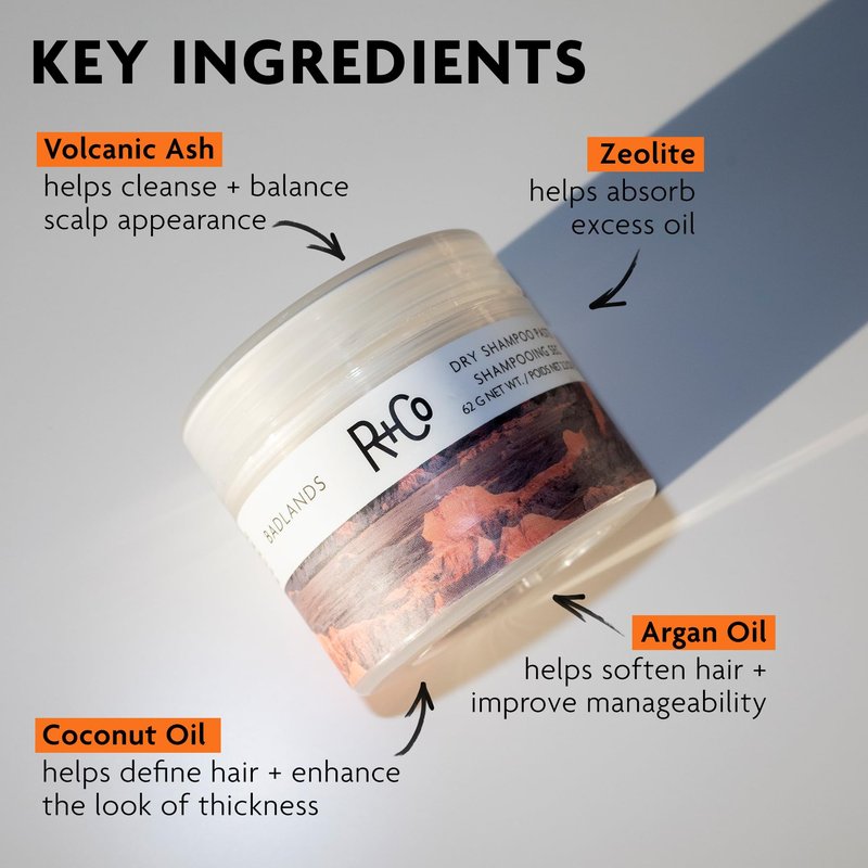 R+Co Badlands Dry Shampoo Paste | Part Dry Shampoo, Part Styling Paste | Adds Texture, Absorbs Oil, Matte Finish | 2.2 oz