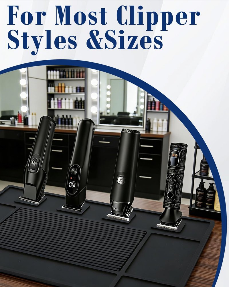 Magnetic Barber Mat - Anti-Slip Silicone Station Mat with 4 Strong Magnets | Heavy Duty Design for Clippers & Tools