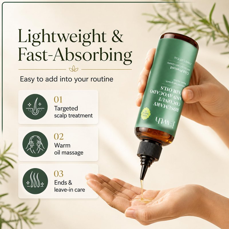 Jowth Rosemary Oil For Hair Growth with Coconut & Avocado Oil | Biotin & Vitamin E | Strengthens Thinning Hair | Dry Scalp Treatment | Repairs Damaged Hair | All Hair Types, 5.07 oz