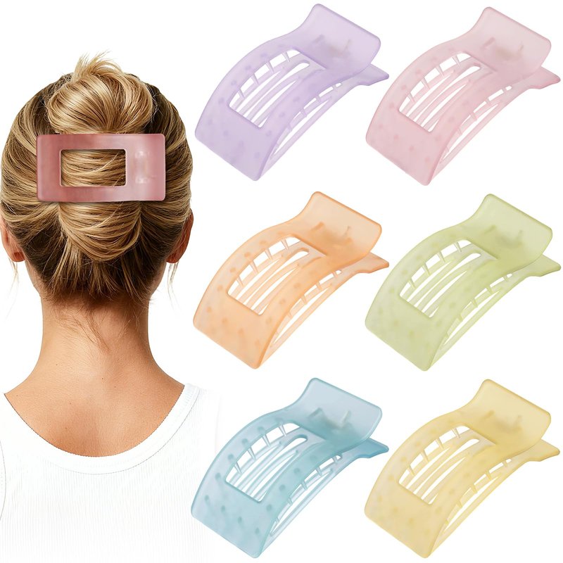 Artchita French Flat Hair Clips for Women 6pcs Hair Claw Clips for Thick or Thin Hair Matte Claw Clips for Girls Barrettes Non-Slip Strong Hold Hair Accessories for Women (Ice Cream)