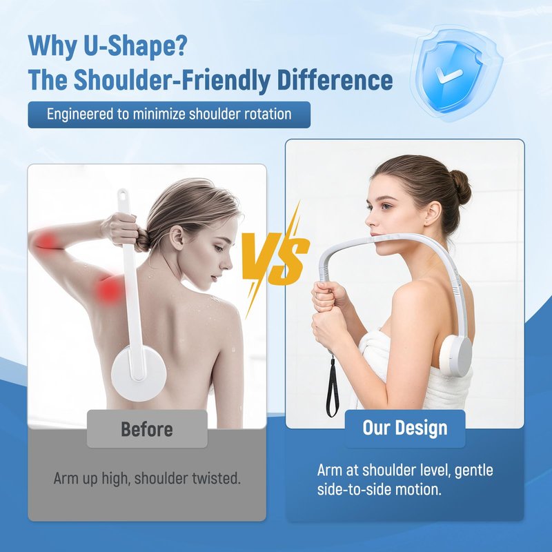 Chonario Lotion Applicator for Back, Self Sunscreen, Tanning, Cream Back Applicator Tool with 2 in 1 U-Shaped Curved Long Handle for Elderly, Women, Men