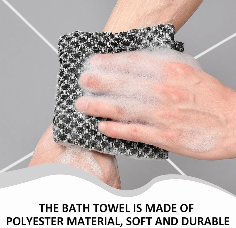Mokvtz Exfoliating Shower Towel, Exfoliating Skin Bath Towel, Premium Scrub Wash Cloth for Body Face, Exfoliating Washcloth for Men and Woman (Jet Black)