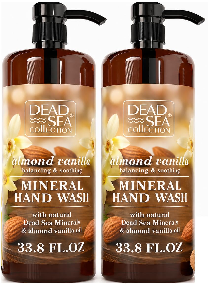 Dead Sea Collection Hand Soap Pump Hemp & Coconut Lime - Moisturizing Hand Wash with Dead Sea Minerals - Cleanses & Refreshes with Hemp - Coconut, Lime Oils, Pack of 2 (33.8 Fl Oz Each)
