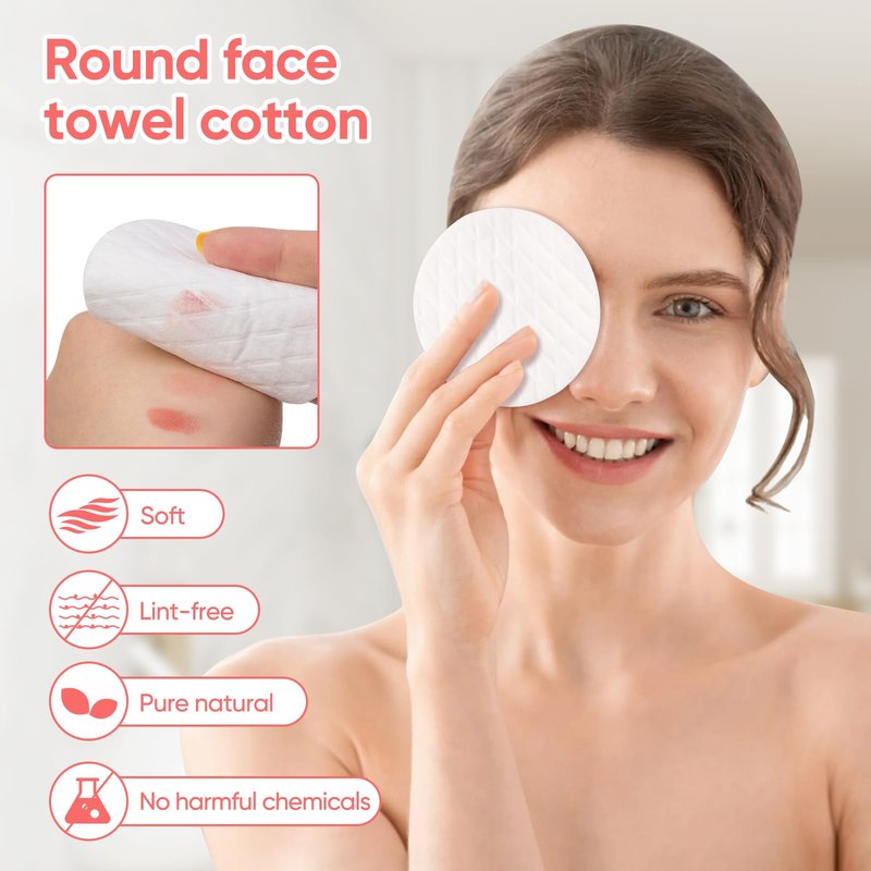 ICOTLE Extra Large Cotton Rounds, Diameter 3.14", 100% Pure Cotton Pads, Soft and Lint-Free, for Removing Makeup, Nail Polish, and Cleansing Face, 120 Count