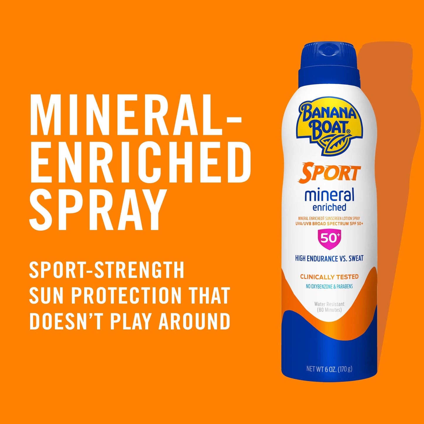Banana Boat Sport 100% Mineral Sunscreen Spray SPF 50, 9.5oz | Banana Boat Mineral Sunscreen, Oxybenzone Free Sunscreen, Sport Sunscreen, Spray On Sunscreen, Water Resistant Sunscreen SPF 50, 9.5oz
