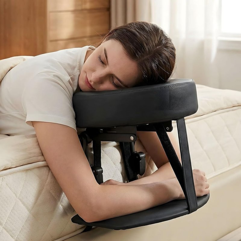Skiennix Massage Headrest - Adjustable Face Cradle with Arm Rest for Home & Spa | Portable Black Design