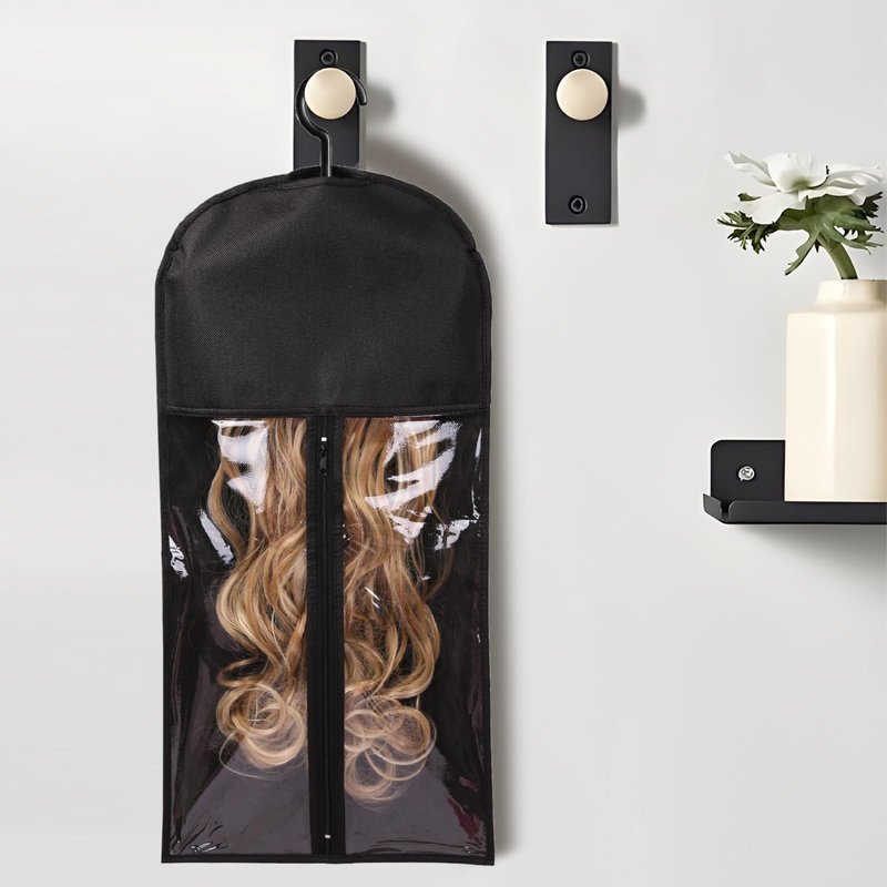 12PCS Hair Extension Holder Wig Storage Hanger for Multiple Wigs & Accessories, Black