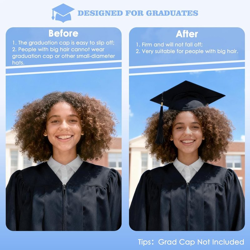 Skiennix Graduation Cap Headband - Super Strong Clear Design with Hook and Loop Felt | Perfect Gift for Graduates