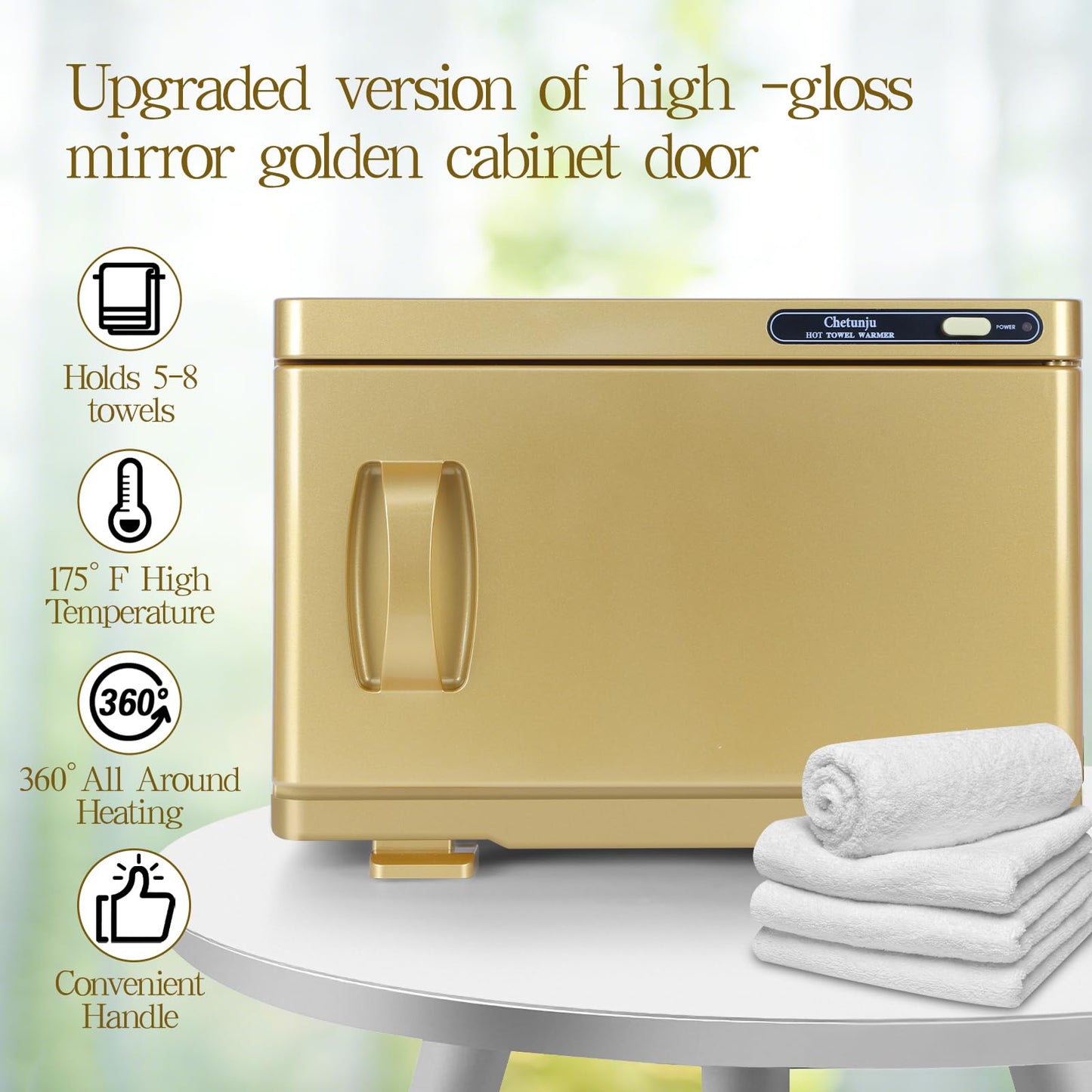Towel Warmer,Towel Steamer for Facial, Professional Spa Hot Towel Warmer 8L, Towel Warmer Cabinet, Towel Cabinet for Facial Caddy for Salon,Spa, Massage Use(Gold)