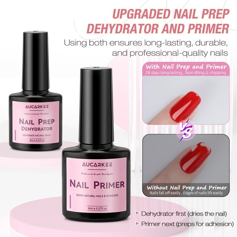 Acrylic Nail Kit – Professional Clear Acrylic Powder and Liquid Set with Nail Brush, Nail Prep Dehydrator and Primer- Beginner-Friendly DIY Kit
