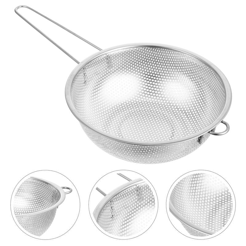 Colander Basket Single Handle Kitchen Strainer Fried Food Vegetables Fruits Fine Mesh Filter Cooking Rinsing