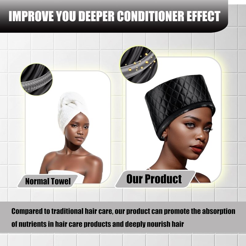 Skiennix Heat Cap - Deep Conditioning Thermal Steam Cap for Natural Hair | 10-Level Quick Heating