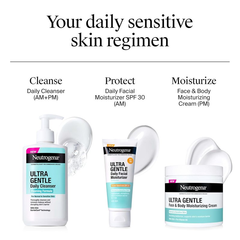 Neutrogena Ultra Gentle Foaming Facial Cleanser - Fragrance-Free Hydrating Face Wash for Sensitive Skin | 16 Fl Oz