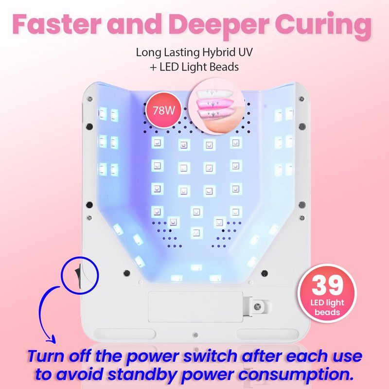 DLITISH UV Foot Lamp with Stand, 78W Hanging Pedicure Lamp, Cordless UV Light for Feet with Sensor, LED Nail Light on an Arm, Wireless Gel Nail Polish Curing for Nails (Whole Floor Lamp)
