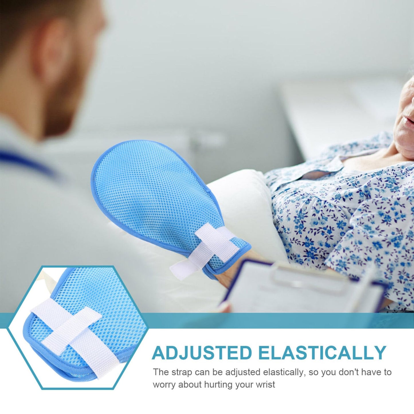 GLEAVI 1pcs Dementia Restraint Glove: Finger Control Mitt Safety Hand Gloves Hand Restraint Mitts Anti-Scratch Dementia Products for Patients Elderly Blue