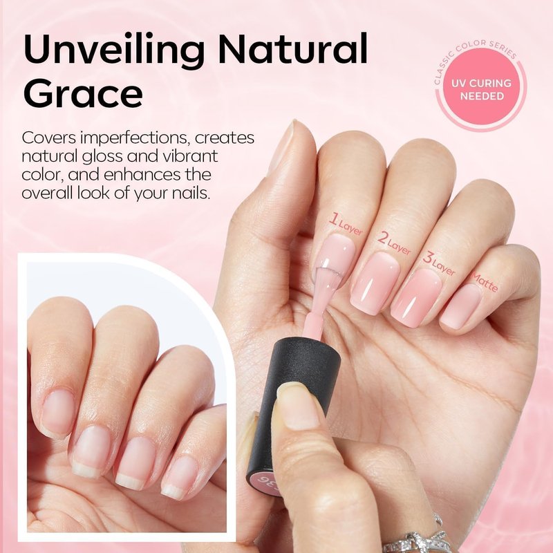 modelones French Manicure Tip Gel Polish Set, 2Pcs 15ML White Jelly Pink Gel Nail Polish Kit Light Pink Milky White French Tip Nail Base Colors Soak Off LED DIY at Home Salon for Women
