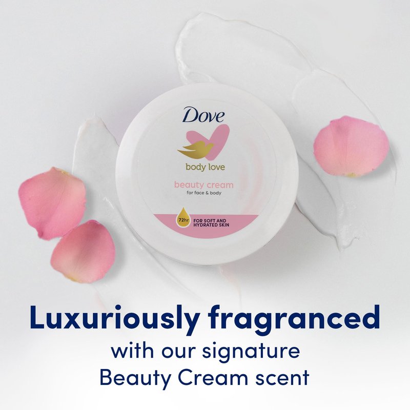 Dove Nourishing Body Care, Face, Hand, and Body Beauty Cream for Normal to Dry Skin Lotion for Women with 24-Hour Moisturization, 4-Pack, 2.53 Oz Each Jar