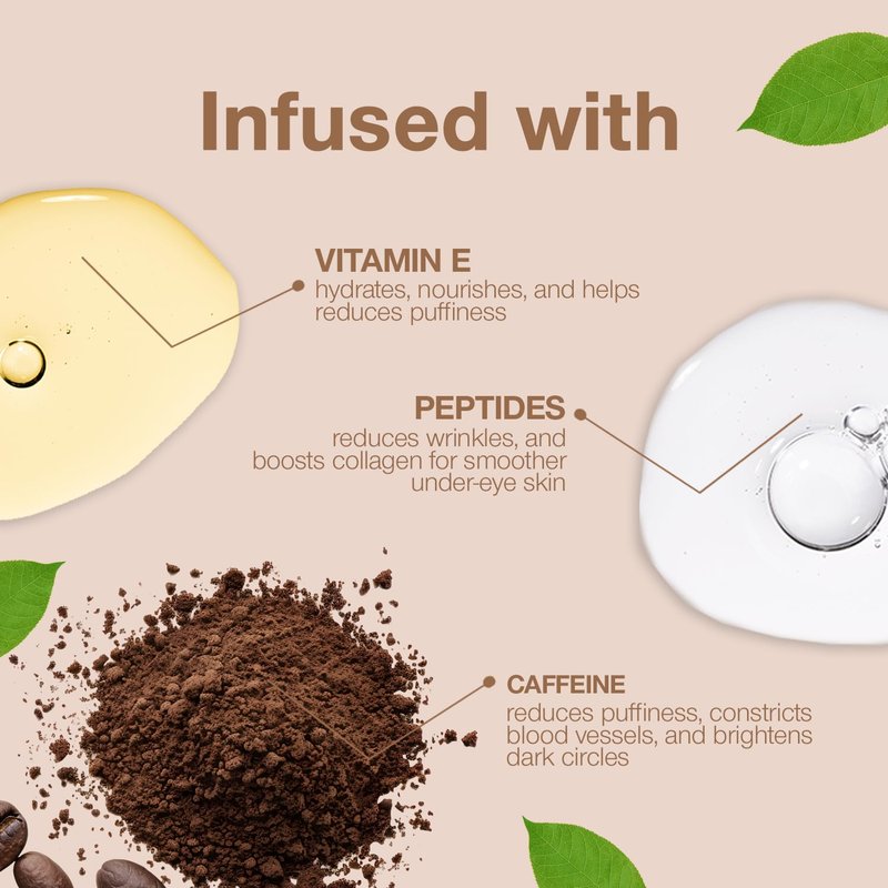 Palladio Under Eye Brightener, Conceal, Brightens, Reduces Appearance of Dark Circles, With Caffeine Peptides & Vitamin E, Tired Skin Color Correcting Brightener & Primer (Medium Nude)