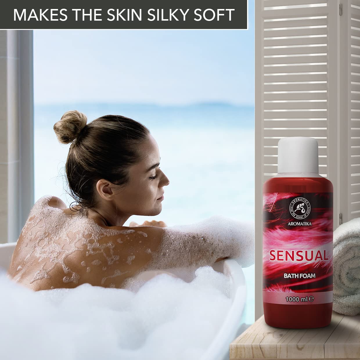 Bath Foam Sensual - 34 Fl Oz (1000ml) - Body Care - Good Sleep - Beauty - Bathing - Body Care - Wellness - Relax - Aromatherapy - Spa - Bubble Baths