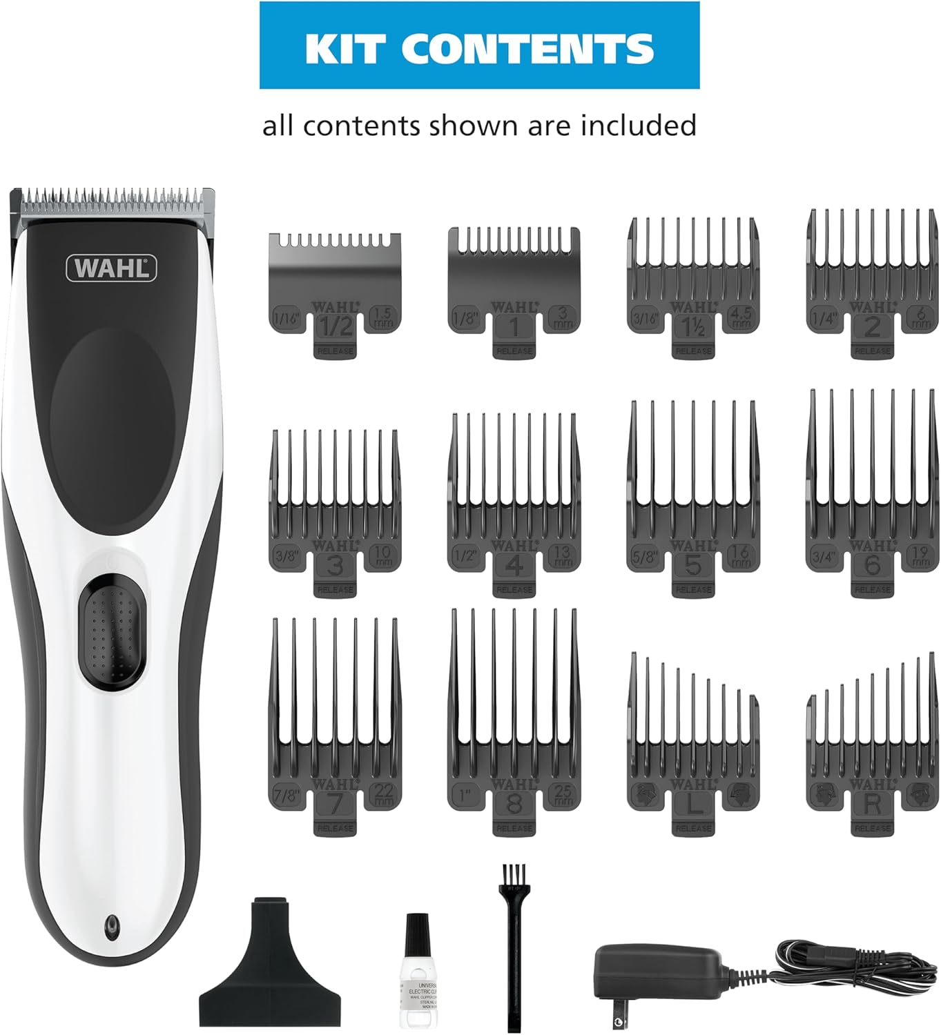 Wahl Hair Clippers - Cordless Rechargeable Precision Blades for Men | Snap-N-Lock Guards, Model 3031656