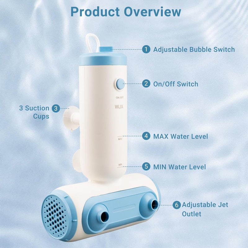 Portable Jet Spa for Bathtub - Electric Bath Jets for Tub with Dual Hydro Massage Nozzles & Soothing Bubbles, Adjustable Whirlpool Effect for Relaxing Home Spa Experience (blue white)