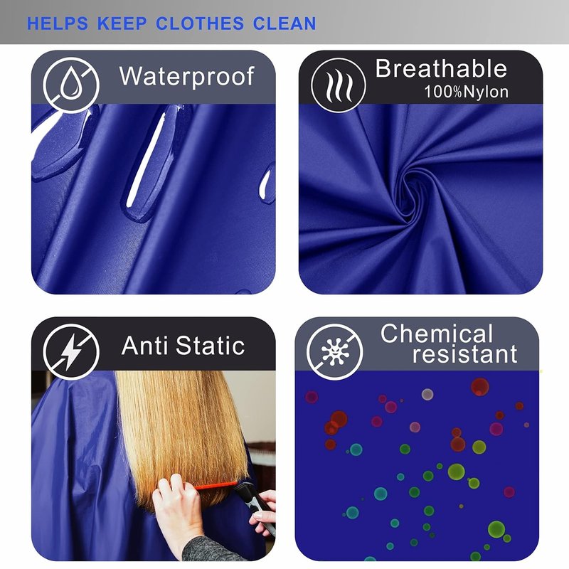 Barber Cape for Men - Waterproof Hair Cutting Apron | Large Adjustable Nylon Cape in Blue for Salon & Home Use