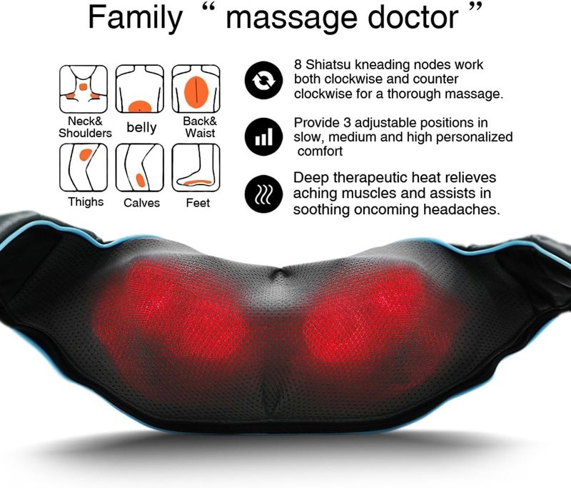 Mo Cuishle Shiatsu Neck and Back Massager with Heat - Electric 4D Deep Tissue Relief | Perfect Gift for Dad, Mom, and Couples