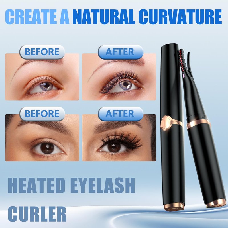 Heated Eyelash Curlers - 2 in 1 Clip- Type Heated lash Curler Best Seller Electric Eyelash Curler 3 Temp Settings for Makeup Tools USB Rechargeable Natural Curling 24H Long Lasting B2-2