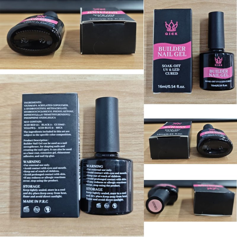 QIEK Gel Nail Polish Builder, 8-in-One Builder Pink Nail Polish Strengthener Glue Apex Enhancement Extension Hard Building Nude Gel LED Lamp Cured Rubber Base Coat for DIY Beginner & Salon Manicure