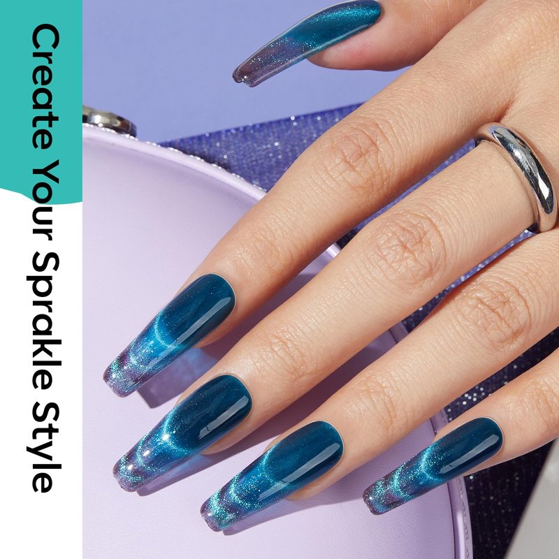 modelones Cat Eye Gel Nail Polish, 6 Colors Glitter Red Green Purple Blue Gel Polish Set with Magnet Sparkle Galaxy Series Nail Gel Polish Kit Soak Off Led Nail Art Manicure Salon DIY Gifts