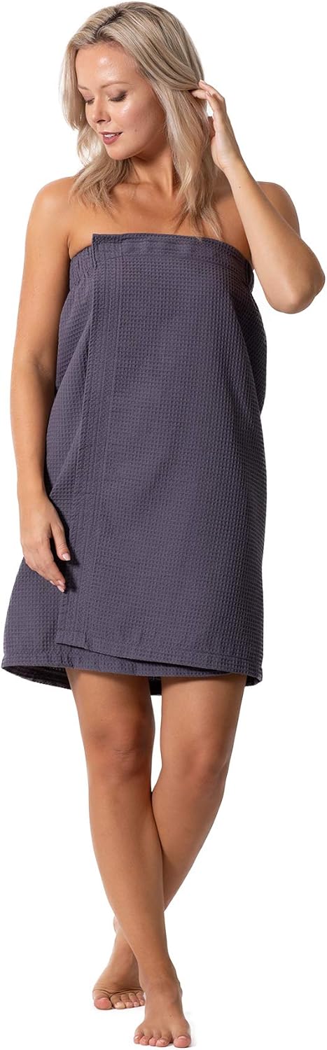 Turkish Linen Waffle Spa Body Wrap for Women - Adjustable Closure, Soft & Absorbent