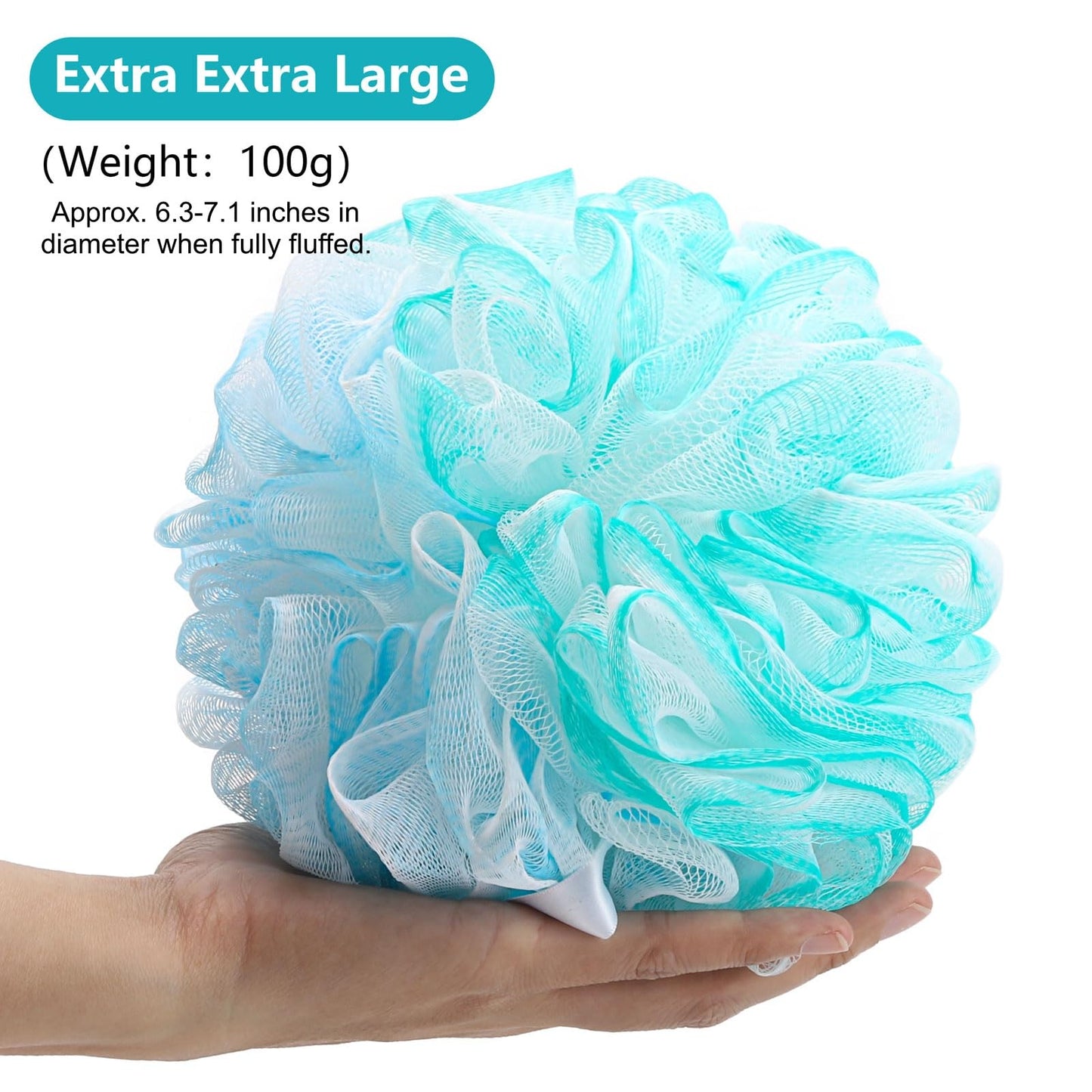 BTYMS XXL Large Loofah Bath Sponge 100g/pc, Exfoliating Mesh Pouf Bath Scrunchies Shower Puffs - Pack of 4