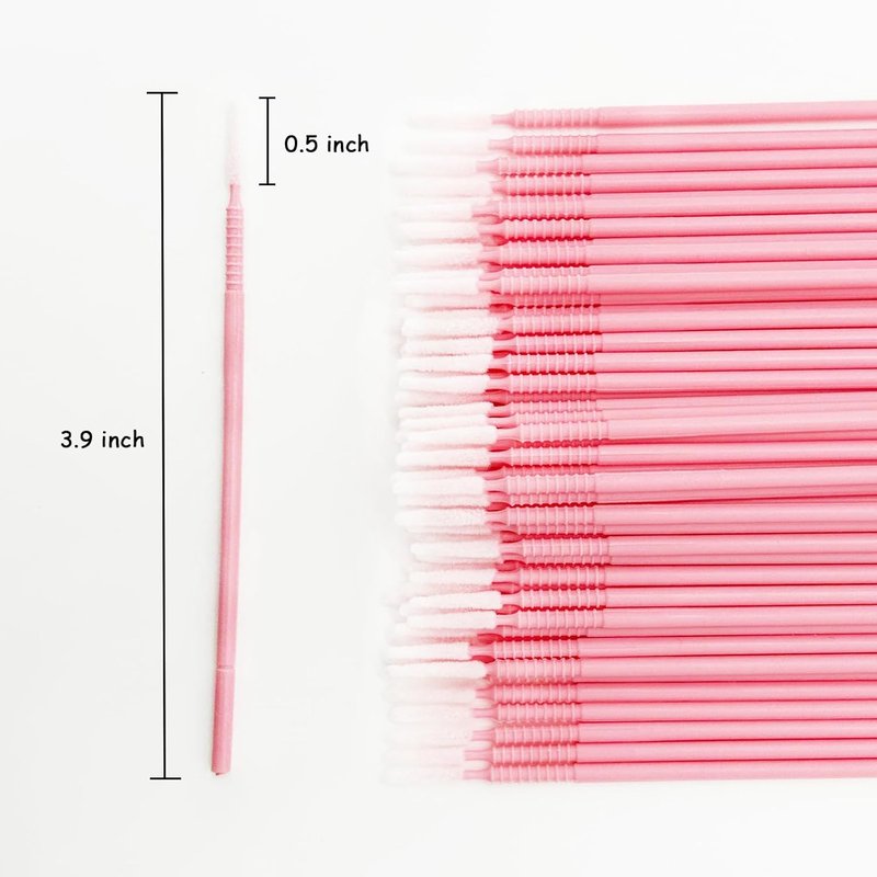 i-Laesh 200 pcs Microswabs for Eyelash Extensions - Long-tip Microbrush Applicators for Precision Eyelash Extensions - Ideal for Eye, Dental, and Personal Care - D-PINK (Pro Grip - Replacement)