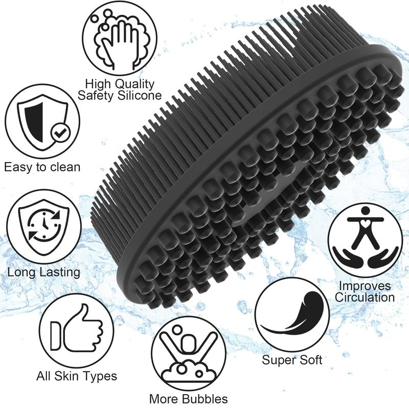 Metene 2 Pack Silicone Body Scrubber, Exfoliating Body Scrubber for Use in Shower,Lathers Well, Long Lasting, Soft Bath Skincare Routine.