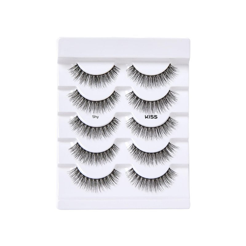 KISS Looks So Natural, False Eyelashes, 'Shy', 12mm, Includes 5 Pairs Of Lashes, Easy to Apply, Reusable Lash Clusters