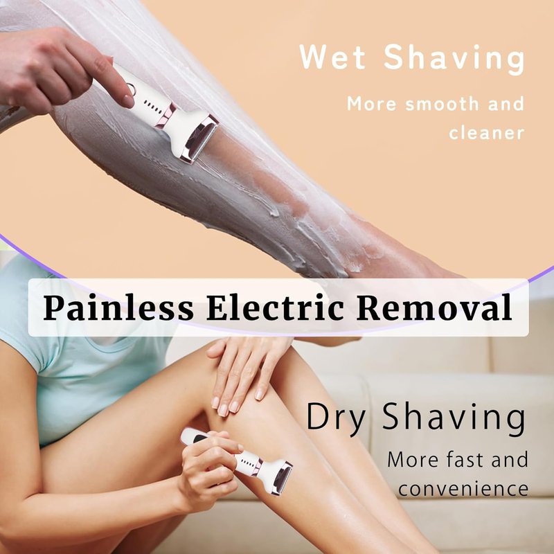 Electric Razor for Women & Men - 4-in-1 Rechargeable Shaver with LED Display | Painless Hair Remover for Body, Face, Nose, Bikini, Arms (White)