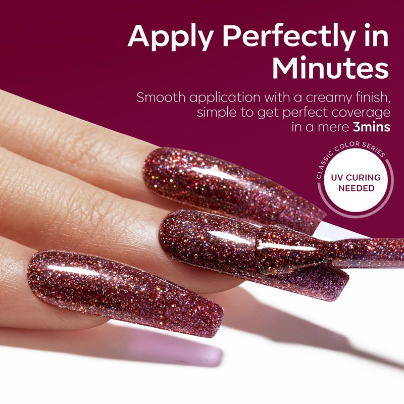 modelones Gel Nail Polish Set 6 Colors Winter Dark Red Burgundy Brown Purple Glitter Gel Nail Polish Color Changing Sparkle Shimmer Polish Kit Soak Off UV Nail Art DIY Salon Gifts For Women Girl