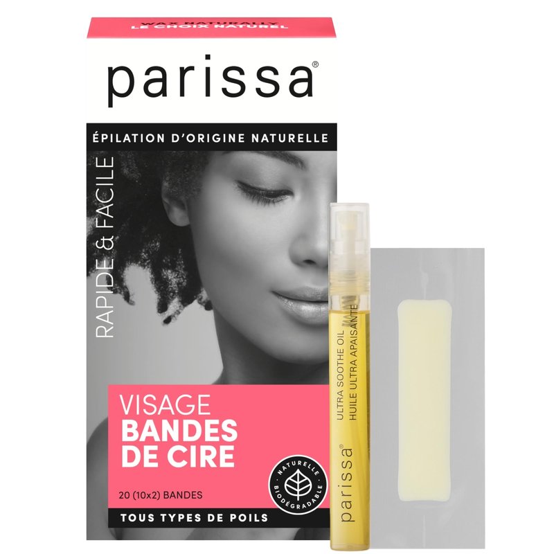 Parissa Natural Face & Lip Wax Strips | Beginner-Friendly & Gentle for Sensitive Skin | Ready-to-Use Strips for Upper Lip, Chin & Face | 20 Strips (10 x 2)