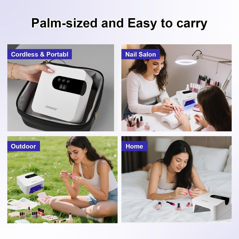 JODSONE UV Nail Lamp - Rechargeable Portable Nail Dryer with 3 Timers & LCD Display | White