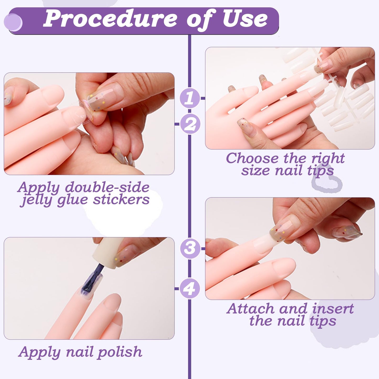 Zhaoyao Practice Hand for Acrylic Nails, Nail Practice Hand with 100 Pcs Nail Tips 120 Pcs Double-side Jelly Glue Stickers Bendable Fake Hand Mannequin Hand for Nail Practice Manicure Beginners