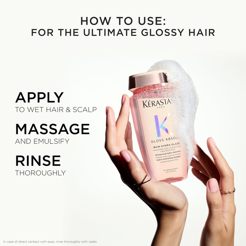 Kerastase Gloss Absolu High-Shine Anti-Frizz Shampoo - Cleanses & Reveals Ultimate Shine, For Glossy & Bouncy Hair, 2.5 Fl Oz, Travel Size