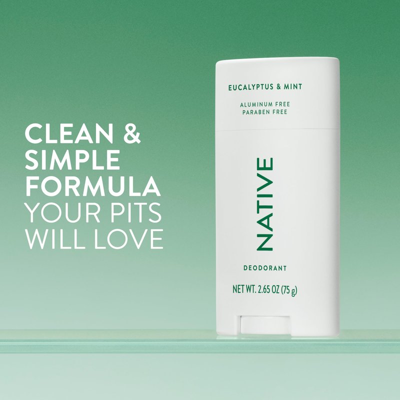 Native Deodorant Contains Naturally Derived Ingredients, 72 Hour Odor Control, Deodorant for Women and Men, Aluminum Free, Eucalyptus & Mint 2.65oz